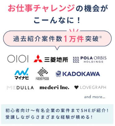 SHElikesのお仕事紹介例